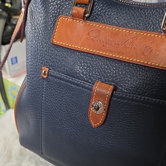 Dooney & Bourke Blue and Tan Pebbled Leather Shoulder Bag - Picture 7 of 15